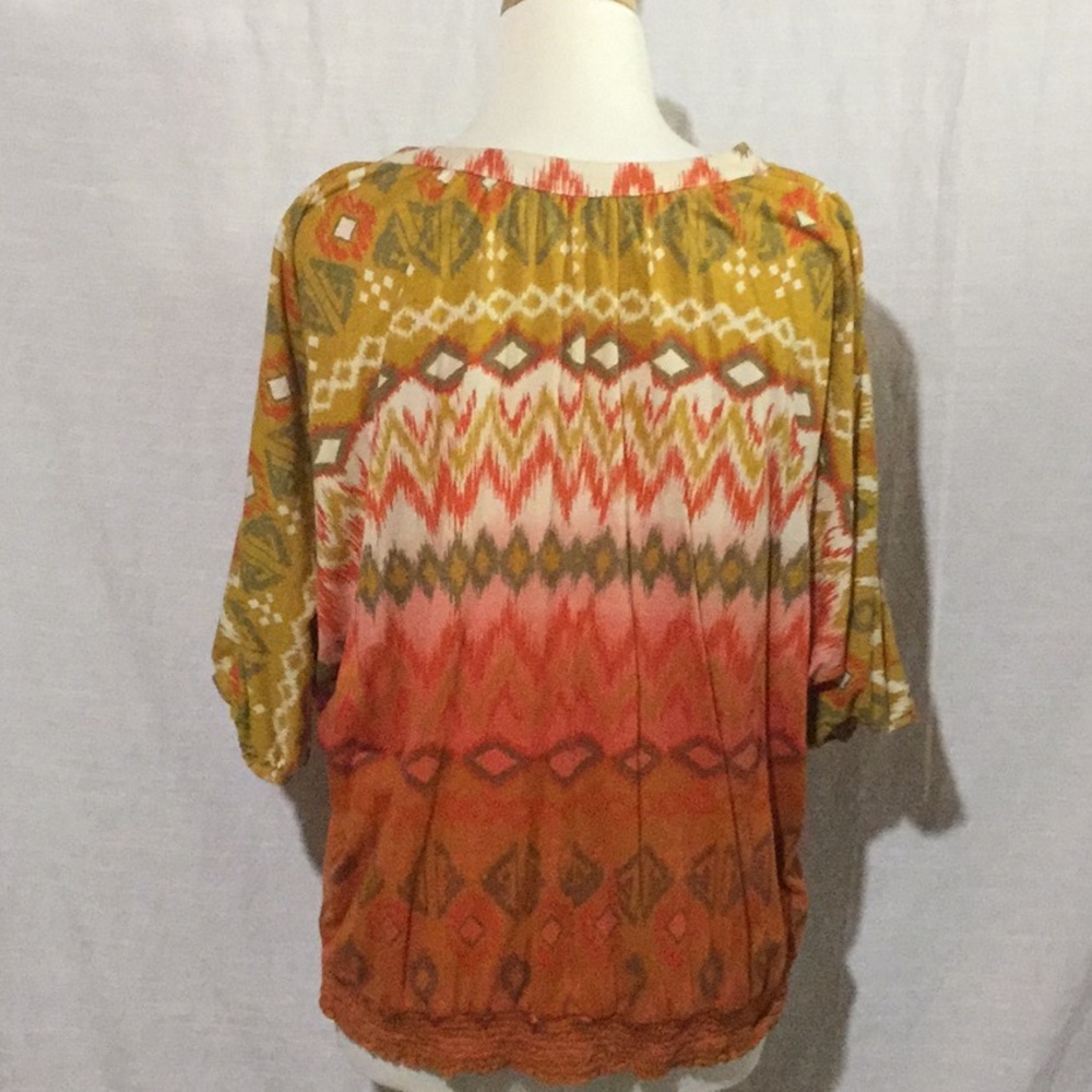 New Directions Cold Shoulder Aztec Print Top - Picture 3 of 6